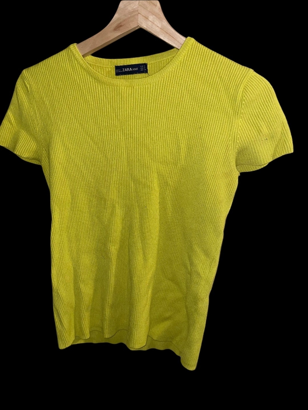 Zara Knit Short Sleeve Ribbed Top